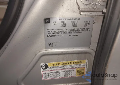 2011 Buick Lacrosse Cx z USA, uszkodzony, nr VIN 1G4GA5ED5BF143431